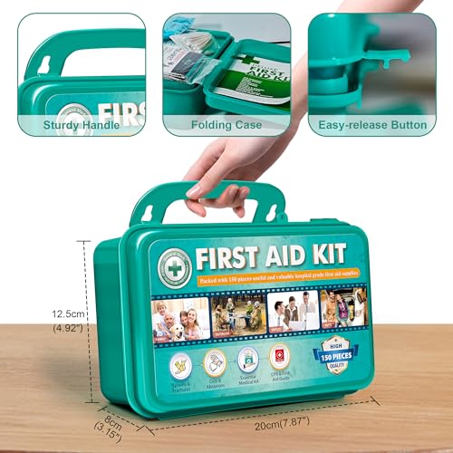 General Medi 150 Pieces Hardcase First Aid Kit - First Aid Box Contains Premium Medical Supplies for Travel, Home, Office, Vehicle, Camping, Workplace & Outdoor - size: 150 Pieces