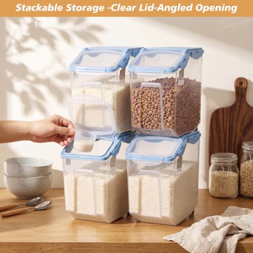 Umigy 4 Pack 30 LB Airtight Dog Food Storage Container with Wheels, Blue - color: Blue