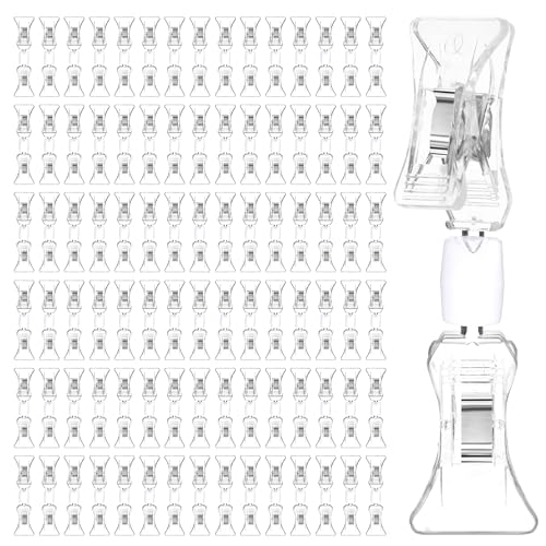 100 Pieces Double Sided Sign Clip, Clear Retail Merchandising Signs Display Tags, Plastic Sign Holder Rotatable Pop Clip-on Promotion Clips Stand for Label, Basket, Business Cards