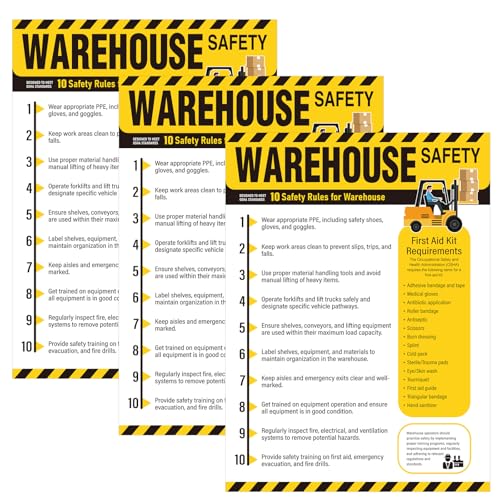 3 Pcs Workplace Safety Rules Poster, Warehouse - style: Warehouse