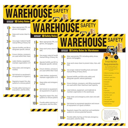 3 Pcs Workplace Safety Rules Poster, Warehouse - style: Warehouse
