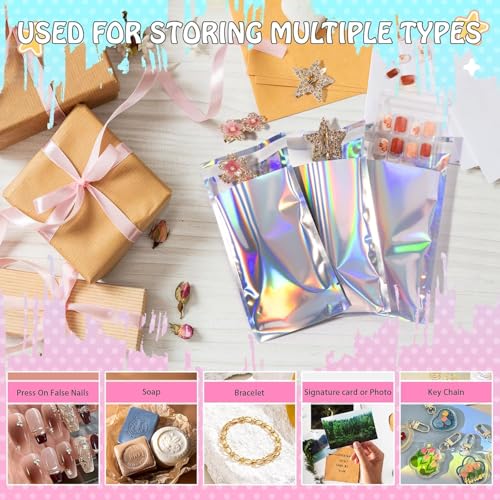 FUNFERY 7x10 in Holographic Mylar Poly Mailers Self Sealing Adhesive Bag - color: Holographic Self Adhesive-100P, size: 7x10 inch