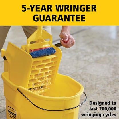Rubbermaid Commercial Products WaveBrake 26QT Side-Press Mop Bucket, Yellow - size: 26 Qt.