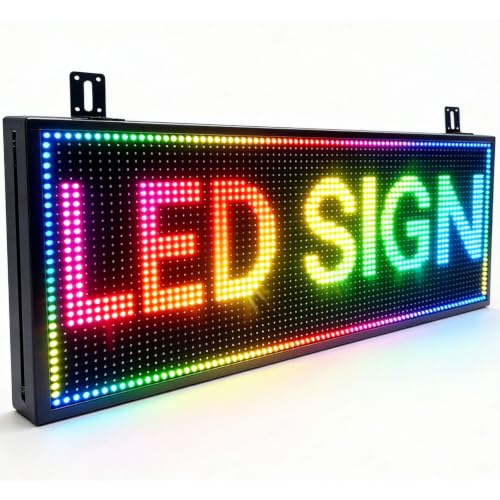 P10 Scrolling Led Sign Programmable Display Digital Sign Outdoor Message Board Led Open Signs For Business Custom Banner Word Light Advertising Wifi Control High Brightness Neon 39"X14" - size: P10 39"x14"x2" Indoor/Outdoor