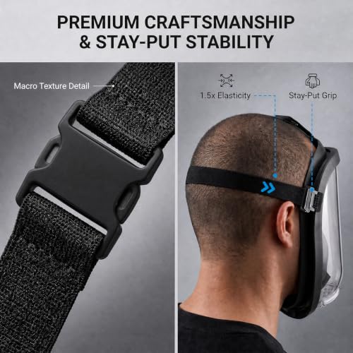 UCC LIFE Full Face Protective Shield Anti-Fog Impact Resistant Adjustable Mask (Black) - color: Black