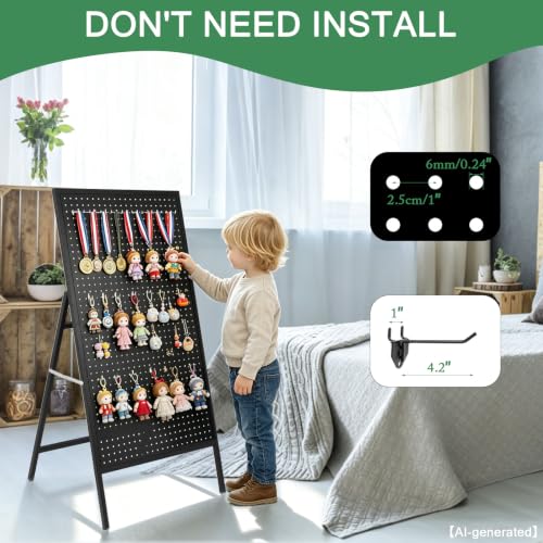 Eastern Tree Metal Pegboard Display Stand with 20 Hooks, Pegboard Panel Display, Standing Pegboard Panel, Peg Board Display Stand for Retail Display and Advent - 2 Packs Black - size: 2 Packs Black
