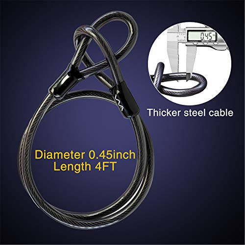Bike Lock Heavy Duty Anti Theft, Long Shackle Bike U Lock with Keys, 4FT Security Cable and Mounting Bracket for Bicycle, Ebike, Scooter, Commuter Bike - size: long/22