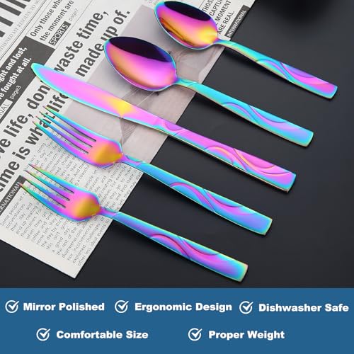 40-Piece Rainbow Flatware Set for 8 - color: Rainbow, size: 40-Piece