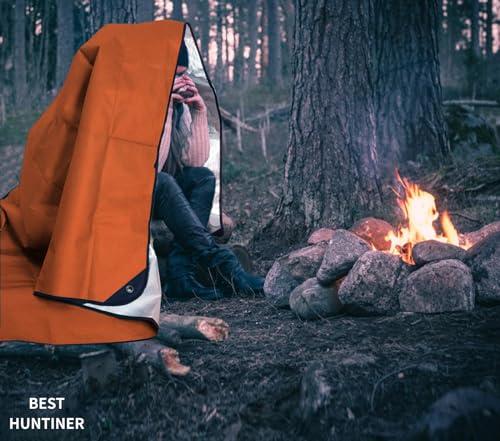 Heavy Duty Survival Blanket -Multifunctional Reflective Tarp Thermal Blanket - 60" x 83" Waterproof Sandproof for Camping Hiking Outdoors Multifunctional Emergency Blanket… - color: Orange