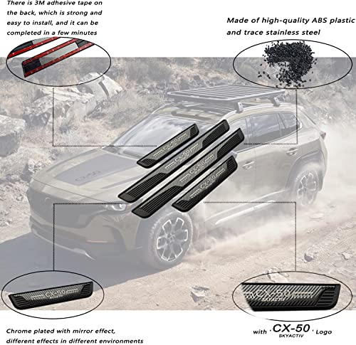 Carbon Fiber Door Sill Protector for Mazda CX-50 CX50 2023 2024, Door Entry Guard Scuff Plate Trim Cover Accessories, Auto Interior Accessory Kick Panels 4pcs set