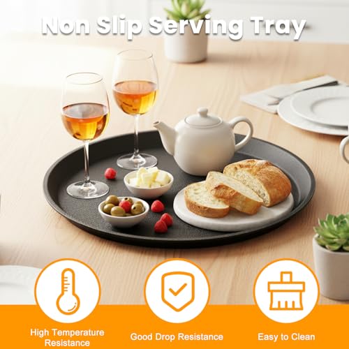 12 Pcs Black Restaurant Serving Trays Bulk, Round Tray, 11 Inch - size: 11 Inch