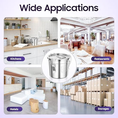 6L/1.59 Gal Stainless Steel Food Storage Container with Lid - size: 1.59 gal