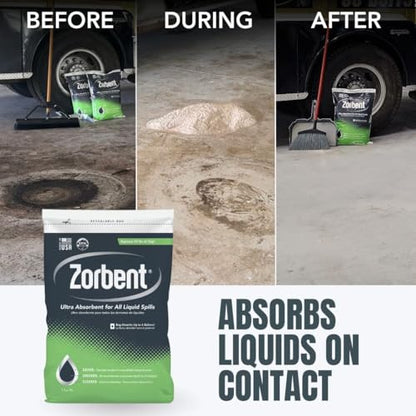 Zorbent Oil Spill Absorbent | 70 Bag Skid | Absorbs up to 6 Gallons of Liquid Per Bag. Non-Toxic, Low-Dust, with Cleaning Agent. For Fast Industrial and Commercial Spill Cleanup. - size: 960 Ounce (Pack of 70)