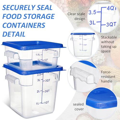 Yungyan 8 Pcs Restaurant Food Storage Containers with Lids Set, Blue Lids - color: Blue Lids