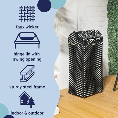 happimess Darla 13 Gal Outdoor Trash Can Swing Top, Dark Navy/White - color: Dark Navy/White, size: 13 Gallons