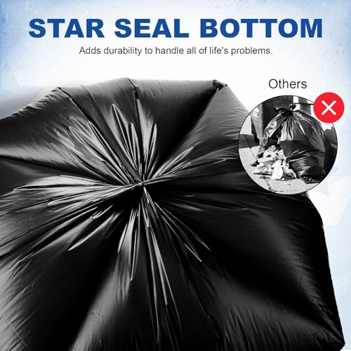 75 Count 55-60 Gallon Trash Bags, Heavy Duty Black Contractor Garbage Bags 38"x58", Large Kitchen Trash Bag for Industrial, Lawn, Leaf, Commercial Use, Tall Kitchen Trash Bags - style: 60 Gal-75 pcs-1.1