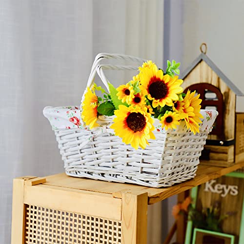 Kingwillow White Wicker Picnic Basket with Handles