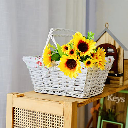 Kingwillow White Wicker Picnic Basket with Handles