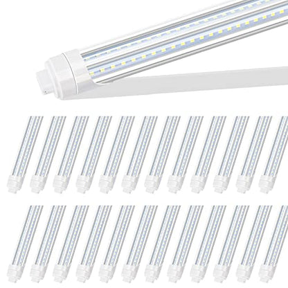 R17D/HO 2 Pin LED Tube Light, 8 Foot, 90W Rotate V Shaped,T8 T10 T12 8FT LED Bulb,6000K Cold White, 10000LM, Clear Cover, (Replacement for F96T12/CW/HO 180W), Ballast Bypass,Dual-End Powered - size: 20 Count (Pack of 1)