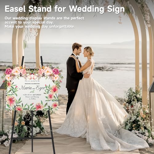 Easel Stand for Sign, Black Metal Display Easel for Wedding & Posters