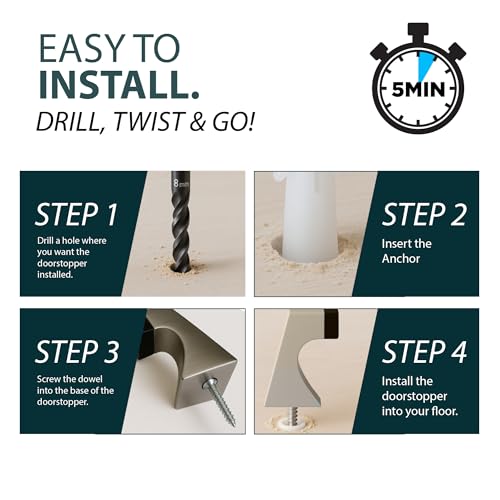 Mega Handles Curved Floor Door Stop Satin Brass (1-Pack) - Wall Protector - color: Satin Brass