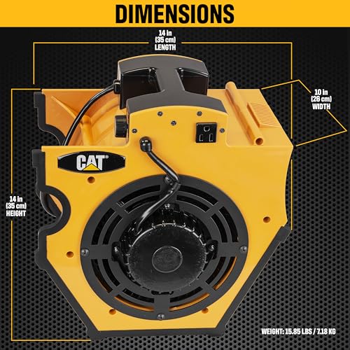 CAT fans - High Velocity 1200 CFM, Multi Pivoting Cooling, Ventilating, Drying Fan W/ 2 Grounded AC Outlets, Adjustable 4 Speed Enclosed Dual Ball Bearing Motor, & GFCI Plug (B-1200)