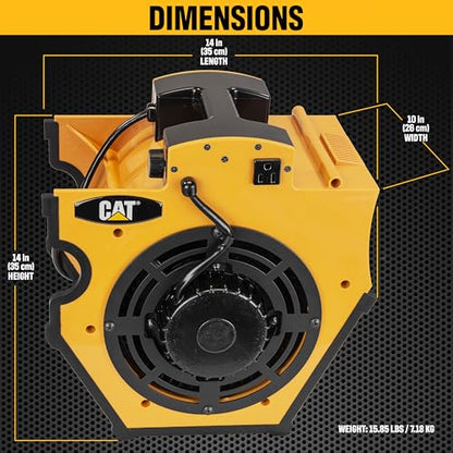 CAT fans - High Velocity 1200 CFM, Multi Pivoting Cooling, Ventilating, Drying Fan W/ 2 Grounded AC Outlets, Adjustable 4 Speed Enclosed Dual Ball Bearing Motor, & GFCI Plug (B-1200)