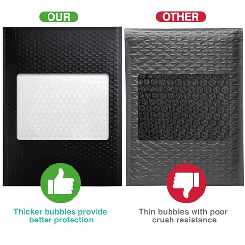 Metronic Bubble Mailers 10.5X16 Inch 500 Pack Black Padded Envelopes Bulk - color: Black, size: 10.5X15" 500PC