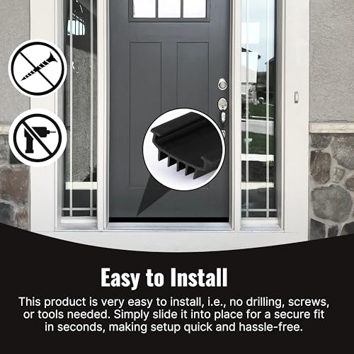 CBW KC Hardware U Shaped Rubber Door Bottom Sweep| Weather Stripping Door Seal Bottom for Front Door Bottom| Under Door Seal for Exterior Doors| Black- 48 Inch