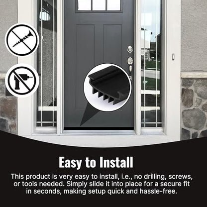 CBW KC Hardware U Shaped Rubber Door Bottom Sweep| Weather Stripping Door Seal Bottom for Front Door Bottom| Under Door Seal for Exterior Doors| Black- 48 Inch
