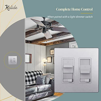 TOPGREENER Ceiling Fan Control and Light Switch, 3-Speed, Silver - color: Silver, size: Light Switch with Fan