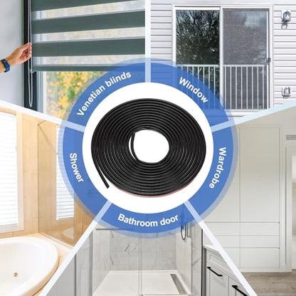 uxcell Weather Stripping Silicone Self-Adhesive Black 24.6 ft 2Pcs - color: Black, size: 24.6 ft
