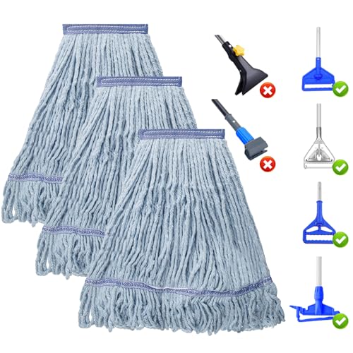 KeFanta 3 Pack Heavy Duty Commercial Mop Head Replacement, Blue - color: Blue