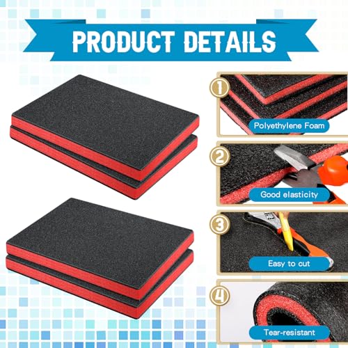 Outus 4 Pcs Polyethylene Foam, 16 x 12 x 1 Inch, Red, Black - color: Red, Black, size: 16 x 12 x 1 Inch