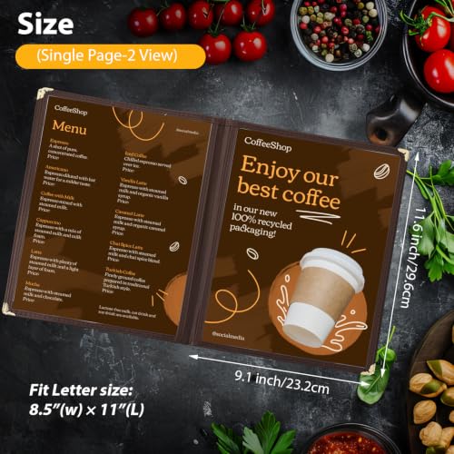 2Pcs 8.5 x 11" Menu Covers, 4 Page Transparent Restaurant Menu Cover - size: 4 Page