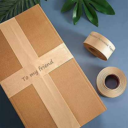 TooCust Water Activated Tape Fiber Reinforced Packing Tape Kraft Tape 2”X 165 feet Per Roll Brown Tape Gummed Paper Tape for Heavy Duty Packaging and Shipping Writable