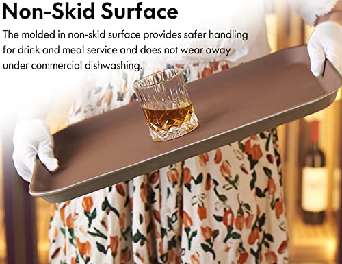CURTA 2-Pack Restaurant Grade Non-Slip Tray, NSF, 16 Inch x 12 Inch, Plastic Rubber Lined Anti-Skid Rectangular Serving Tray, Brown - color: Brown-rectangular, size: 12 Inch x 16 Inch
