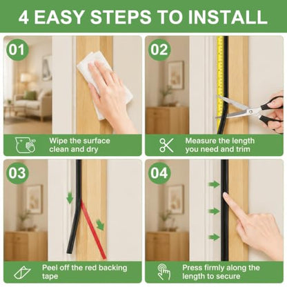 D-Shaped Self-Adhesive TPE Door Weather Stripping Seal 3/8x1/4 20 Ft