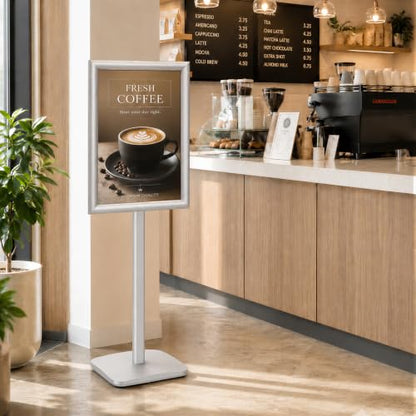 Pedestal Sign Holder Stand 11"x17", Heavy Duty Standing Sign Holder - color: Sliver, size: 11x17 in