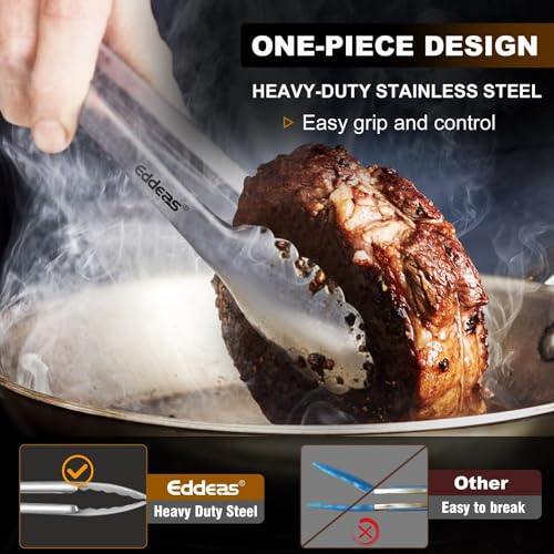 2PCS 7Inch Tongs for Cooking Heavy Duty All Metal Kitchen Tongs - color: Silver 2Pcs, size: 7 inch