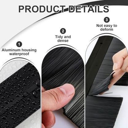 Door Sweep Brush Aluminum, 2 x 48 Inch, Black, 4 Set - color: Black, size: 2 x 48 Inch