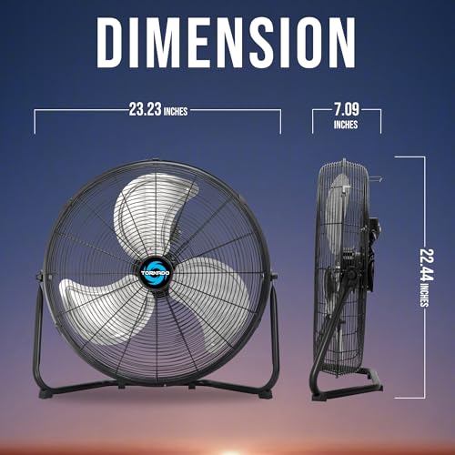 Tornado 20 Inch Industrial Powerful Metal Floor Fan, 3-Speed High Velocity Cooling Floor Standing Fan for Industrial, Commercial, and Home Spaces, 120°Tilt, 6.0 FT Cord, Black - size: 20 Inch Original