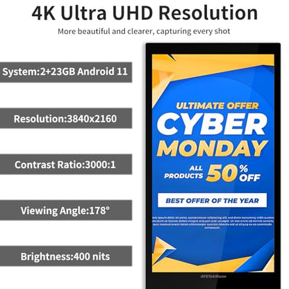 55" Digital Signage Displays, 4K LCD Touch Screen Floor Standing Display - size: 55 inch