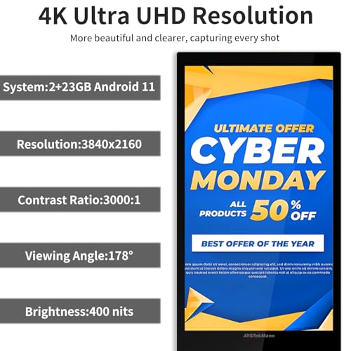 55" Digital Signage Displays, 4K LCD Touch Screen Floor Standing Display - size: 55 inch