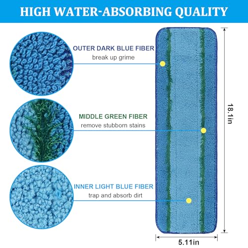 6Pack Deep Clean Pads Replacement for Bona Family of Mops Washable Reusable - color: Green(6pack)