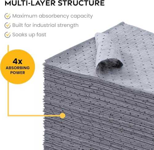 Spill Ready Universal & Oil Only Absorbent Pads Bundle 15" x 20" - 400 Pads Total, 200 Gray Universal + 200 White Oil Only, 2mm Standard Weight Sorbent Mats for Industrial Spill Cleanup