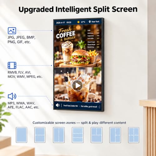 43" 4K Wall Mount Digital Signage, 3840 x 2160P 16:9 Screen Monitor - size: 43inch 4K