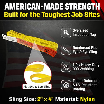 DD Sling 2 Inch x 4 Foot Nylon Lifting Sling - size: 2"x4'