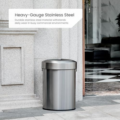 Home Zone Living 16 Gallon Commercial Trash Can with Removable Open Top Lid - color: Brushed Silver, size: Triangular
