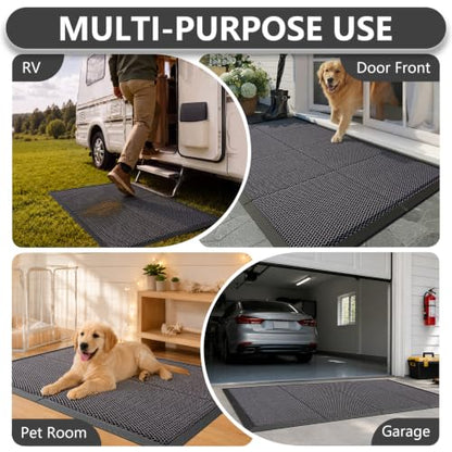 Front Door Mat Outside Entrance, Dirt Trapper Woven Mesh 31"x47" Grey - size: 31"x47"
